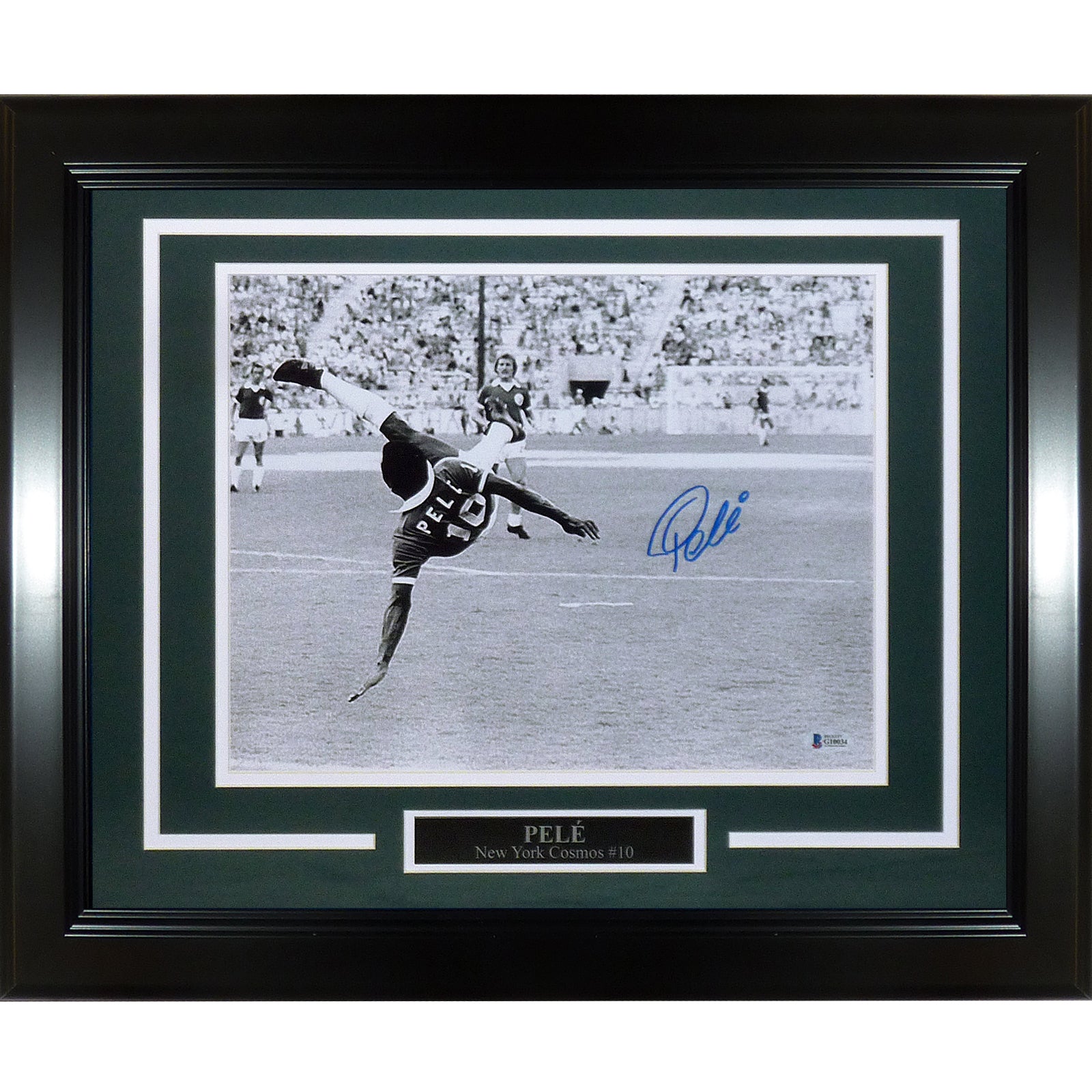 Pele Autographed Framed Soccer Jersey & Photo Collage