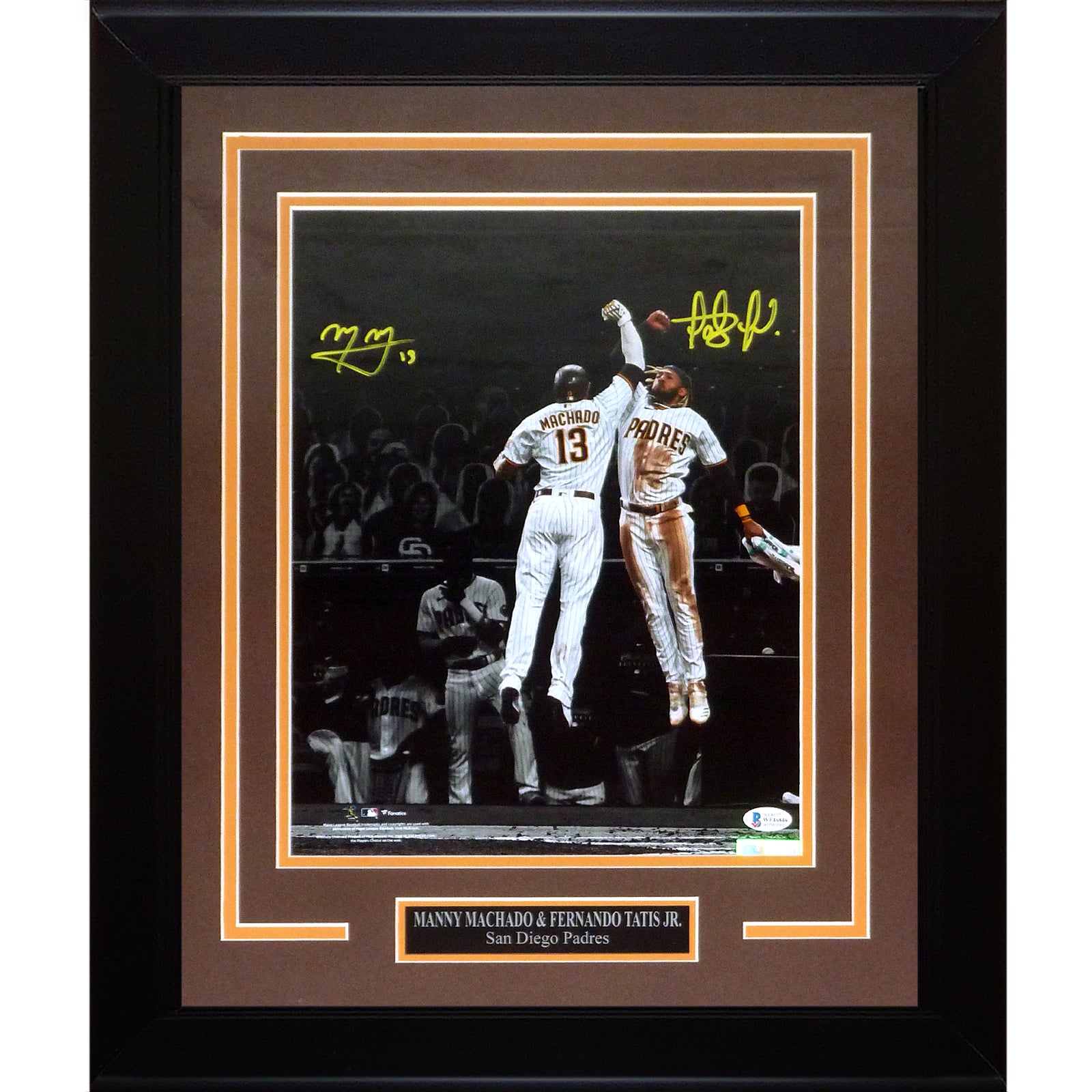 Fernando Tatis Jr. & Manny Machado Autographed 8x10 Photo San Diego Padres  In Yellow Beckett BAS Stock #202106 - Mill Creek Sports