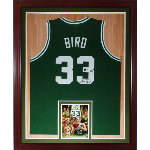 Larry Bird Signed 33x37 Custom Framed Jersey Display with Indiana State  Sycamores Pin (PSA COA)