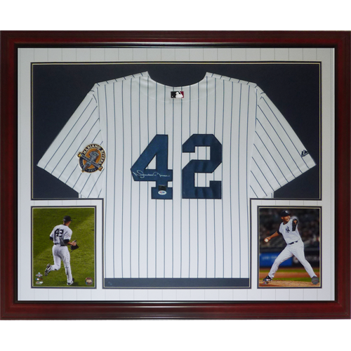 Framed Autographed/Signed Mariano Rivera 33x42 New York Grey Baseball Jersey  JSA COA/LOA - Hall of Fame Sports Memorabilia
