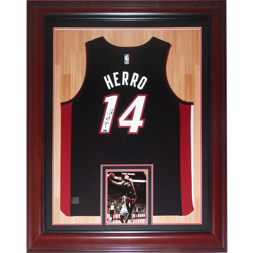 Tyler Herro Autographed Miami Heat (Black #14) Deluxe Framed NBA