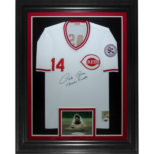 Pete Rose Autographed White Cincinnati Reds Jersey - Beautifully Matted and  Framed - Hand Signed By Rose and Certified Authentic by JSA - Includes
