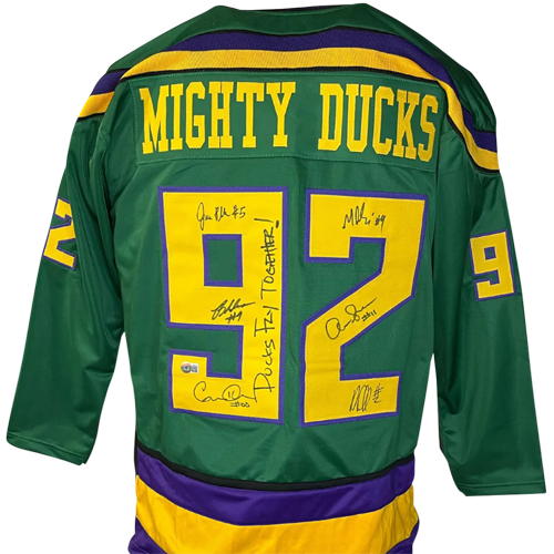 Mighty Ducks Cast Autographed (Green #92) Custom Hockey Jersey w/ Duck –  Palm Beach Autographs LLC