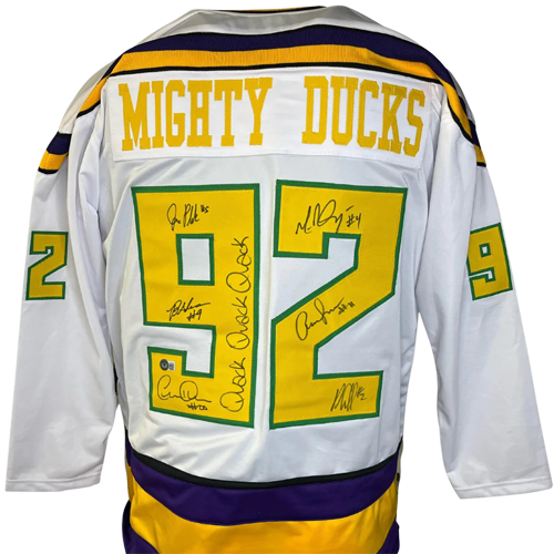 Vincent Larusso Signed The Mighty Ducks Jersey Inscribed Banks