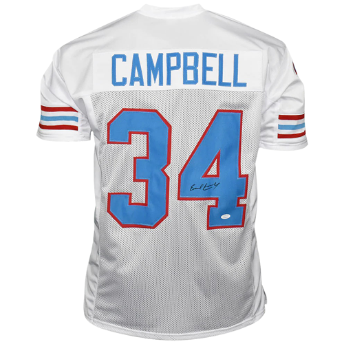 Earl Campbell Signed Oilers 8x10 White Jersey PF Photo W/ HOF- JSA