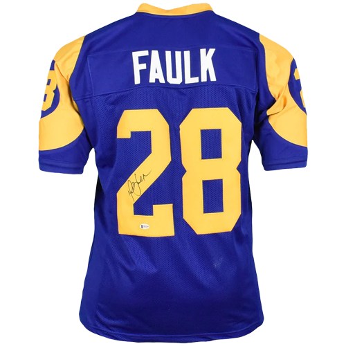 Press Pass Collectibles Marshall Faulk Authentic Signed White Pro Style Framed Jersey BAS Witnessed