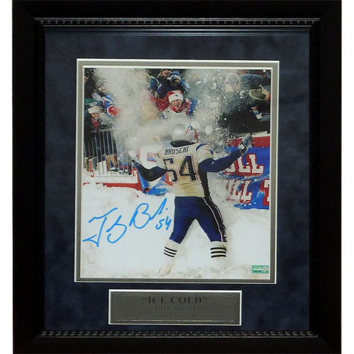 Tedy Bruschi Autographed New England Patriots (Snow) Deluxe Framed 8x1 –  Palm Beach Autographs LLC