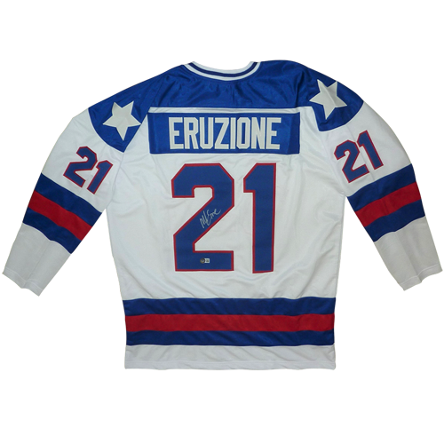 Mike Eruzione Autographed USA Hockey (White #21) Custom Stitched