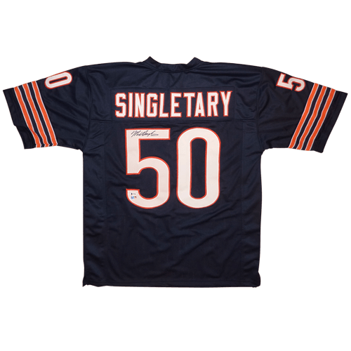 Mike Singletary Autographed Chicago (Navy Blue #50) Jersey - Beckett