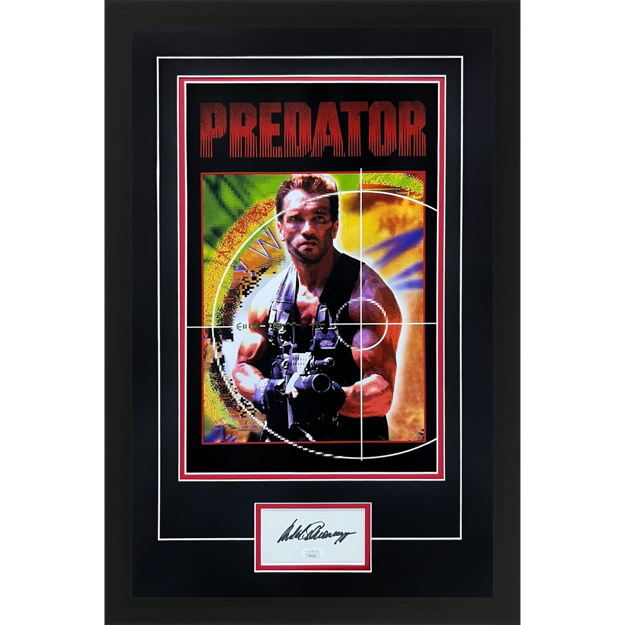 Arnold Schwarzenegger Autographed Predator Deluxe Framed 11x17 Movie Poster Piece JSA