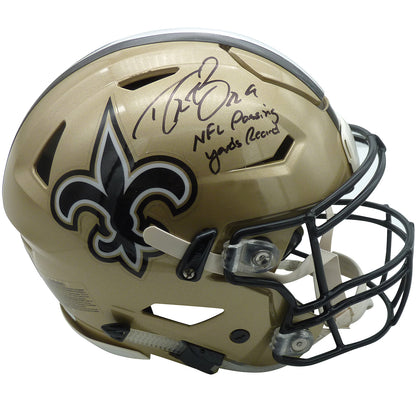 Drew Brees Autographed New Orleans Saints Speed Flex Authentic Helmet w/ Record Inscription -  PSA JSA