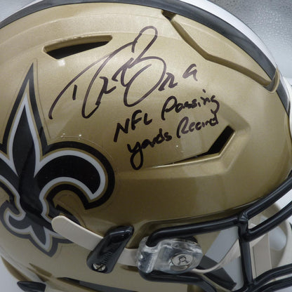 Drew Brees Autographed New Orleans Saints Speed Flex Authentic Helmet w/ Record Inscription -  PSA JSA