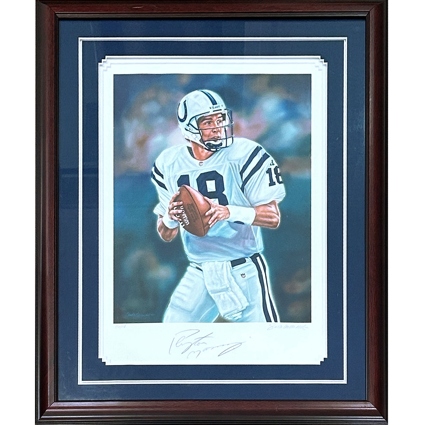 Peyton Manning Autographed Deluxe Framed Lithograph - NFL QB Club