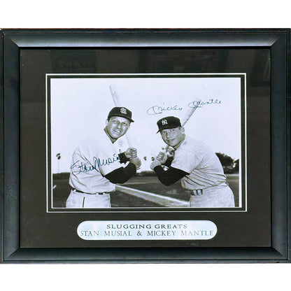 Mickey Mantle And Stan Musial Autographed Deluxe Framed 8x10 Photo - JSA