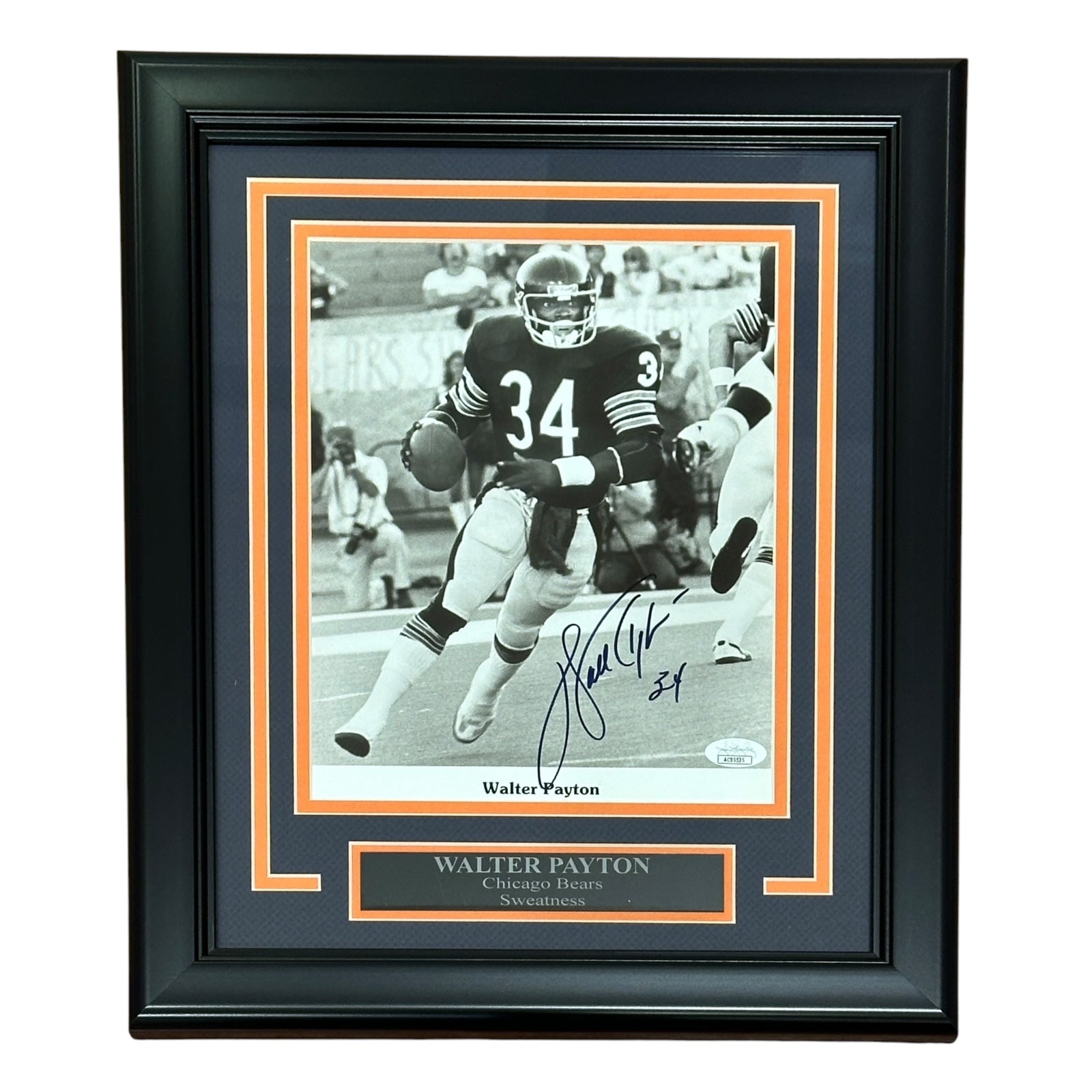 Walter Payton Autographed Chicago Bears (Action) Deluxe Framed 8x10 Photo - JSA