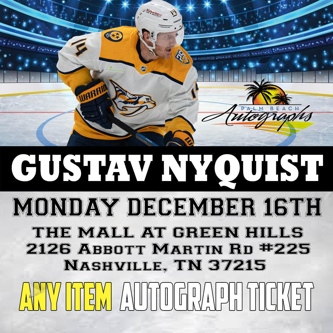 GUSTAV NYQUIST ANY ITEM AUTOGRAPH TICKET - Nashville In-Store Public Signing - December 16th, 2024 - NOT ELIGIBLE FOR DISCOUNTS OR COUPONS - YOU MUST SELECT AN OPTION OR YOUR ORDER WILL BE CANCELLED