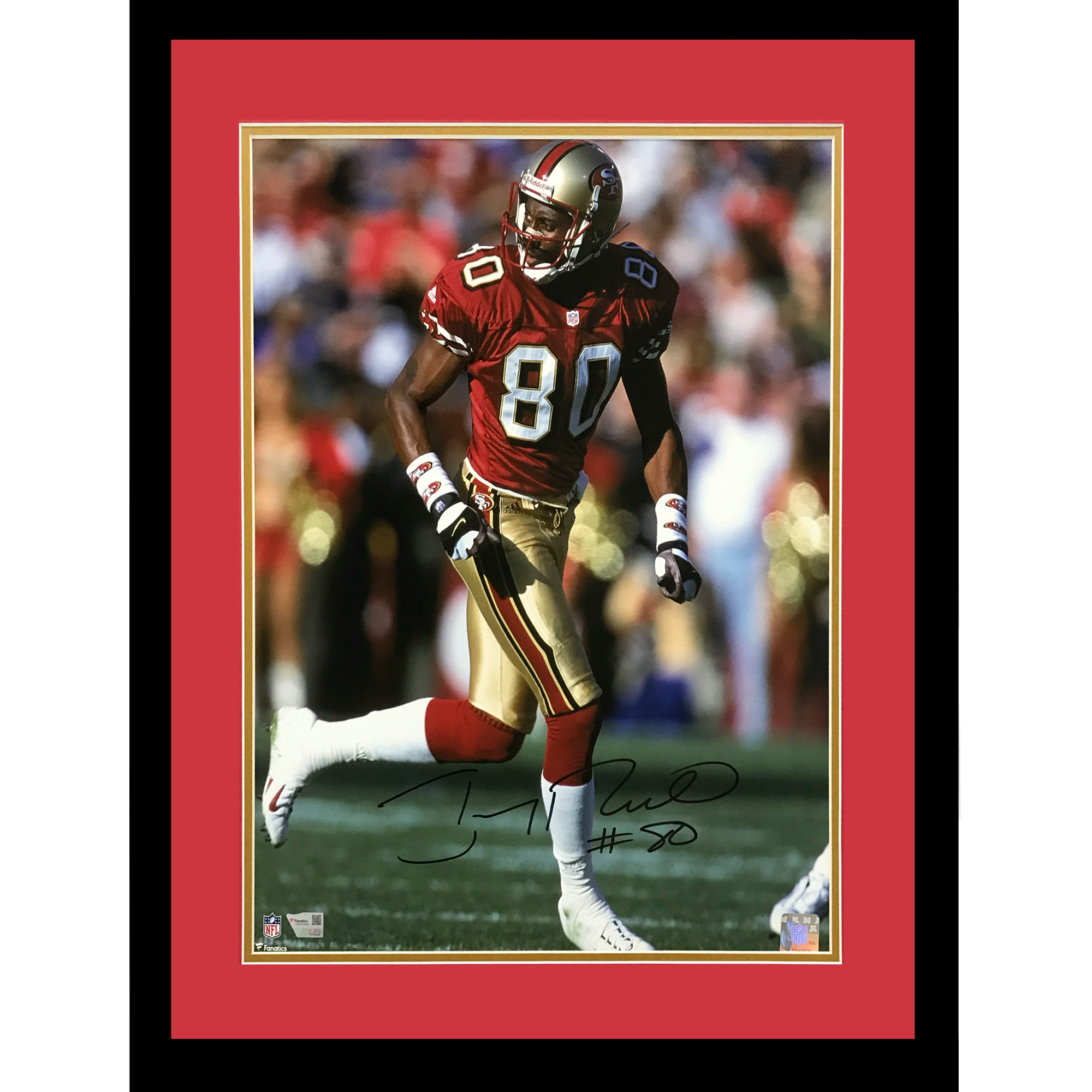 Jerry Rice Autographed San Francisco 49ers (Vertical) Deluxe Framed 16x20 Photo - Fanatics