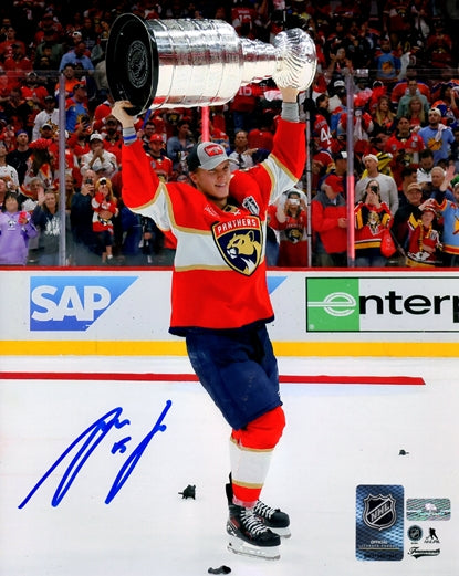 Anton Lundell Autographed Florida Panthers (Stanley Cup Trophy) 8x10 Photo