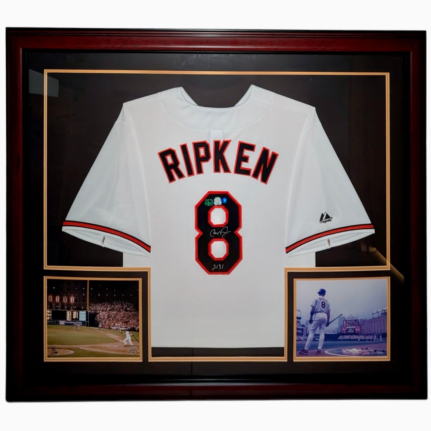 Cal Ripken Jr. Autographed Baltimore Orioles (White #8) Deluxe Framed Jersey - JSA