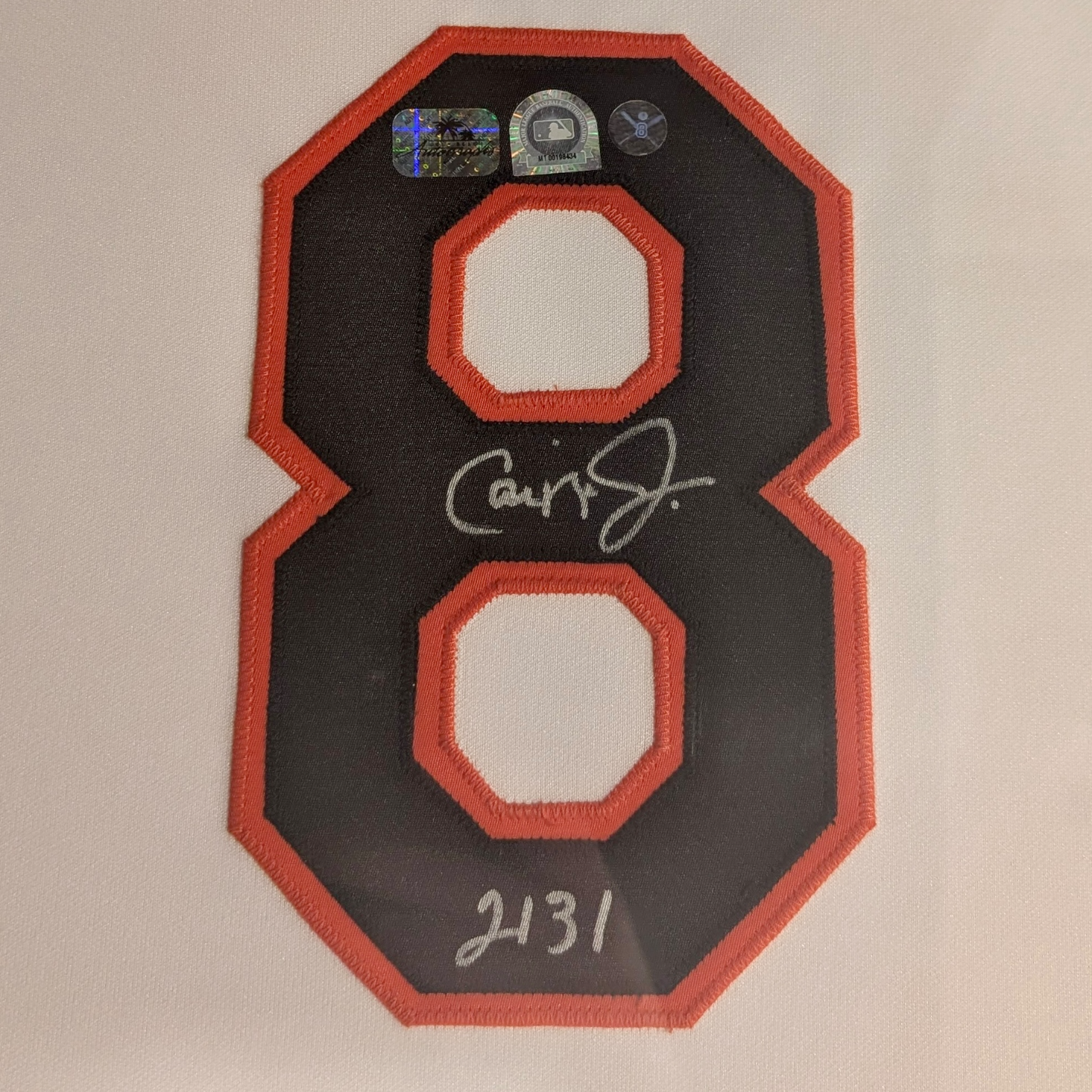 Cal Ripken Jr. Autographed Baltimore Orioles (White #8) Deluxe Framed Jersey - JSA