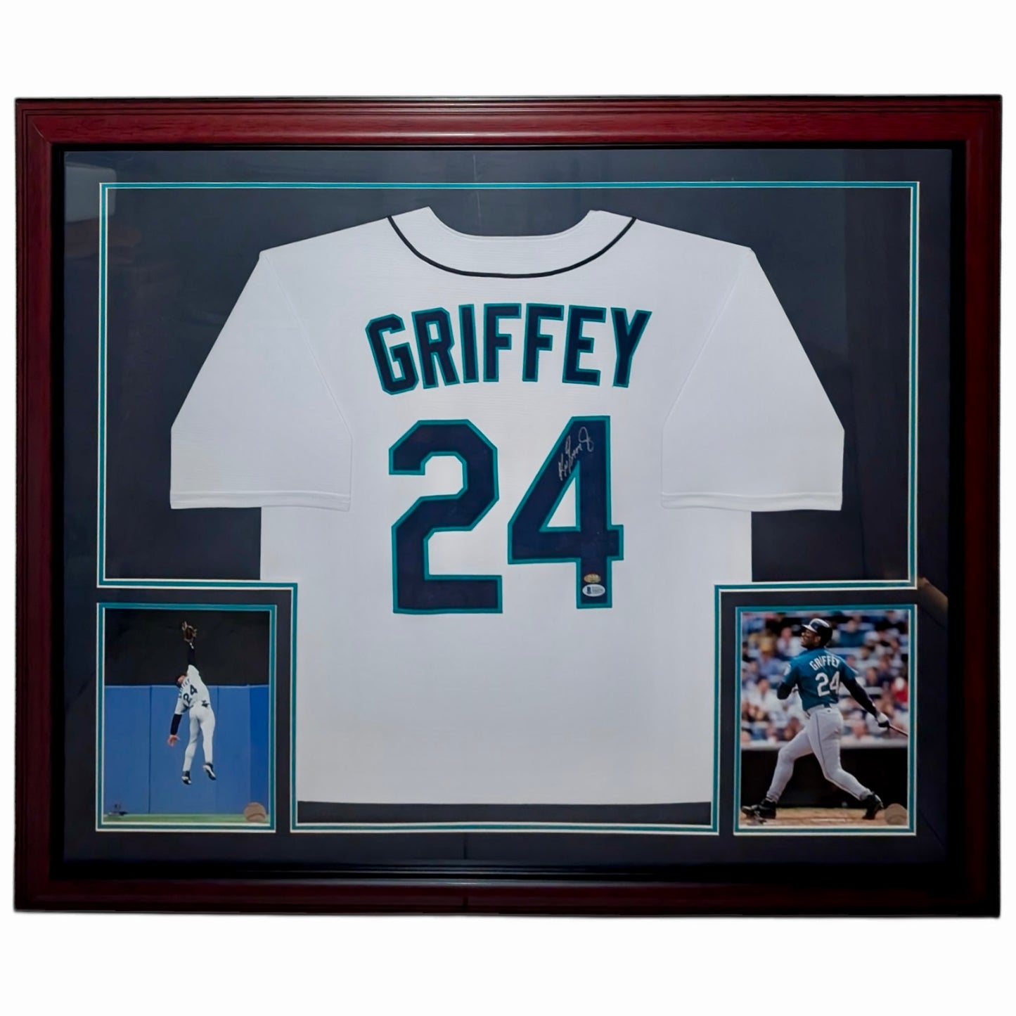 Ken Griffey Jr. Autographed Seattle Mariners (White #24) Deluxe Framed Jersey - JSA