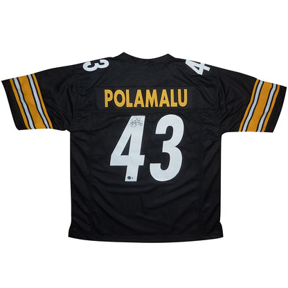 Troy Polamalu Autographed Pittsburgh (Black #43) Custom Jersey - Beckett