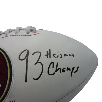 Charlie Ward Autographed Florida State FSU Seminoles Logo Football w/ "93 Heisman Champs"