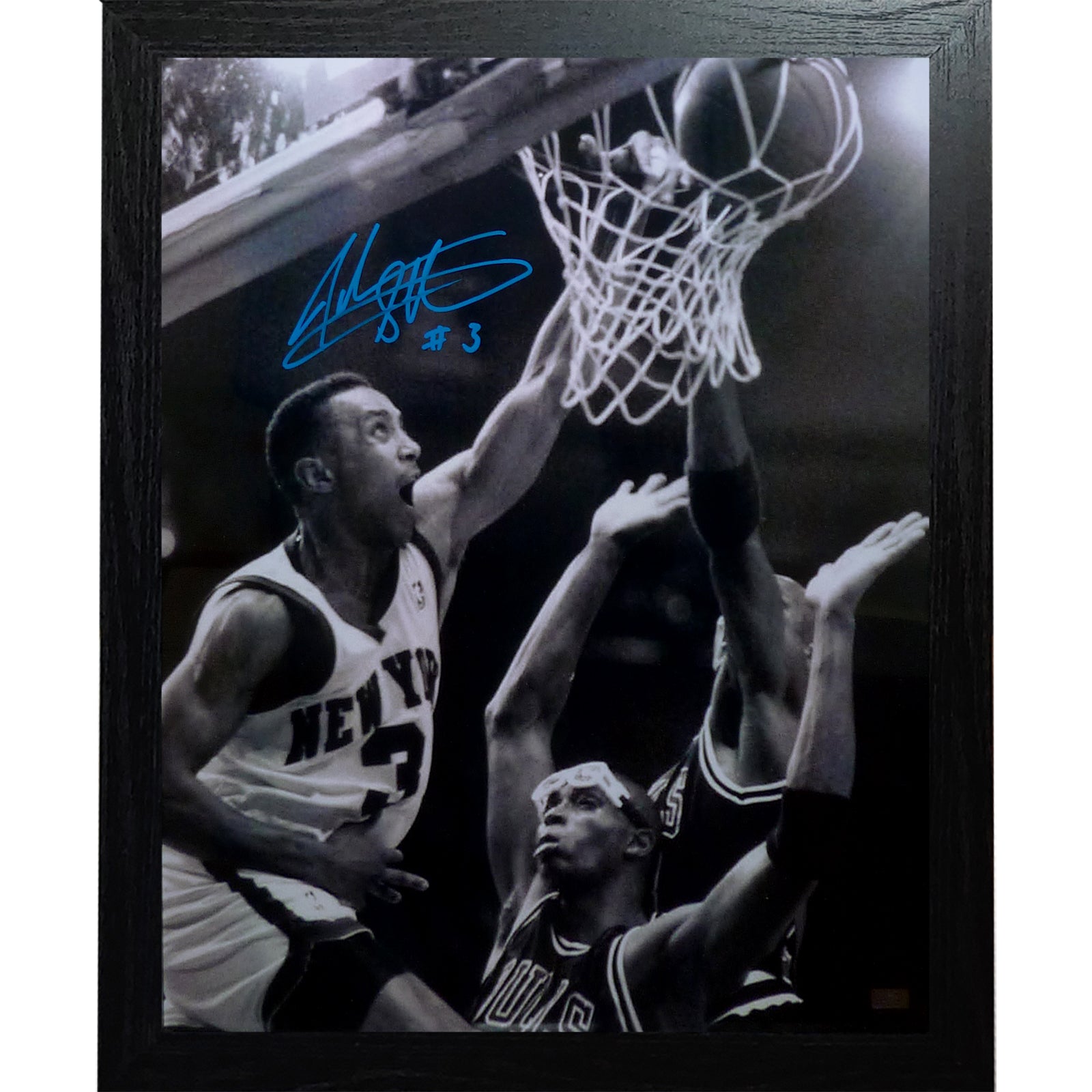 John Starks Autographed New York Knicks (Dunk on Jordan) Deluxe Framed 16x20 Photo