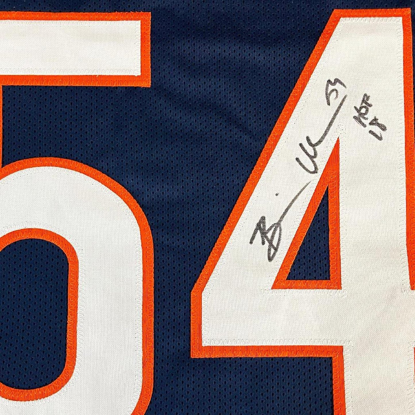 Brian Urlacher Autographed Chicago Bears (Blue #54) Custom Jersey w/ "HOF 18" - Beckett