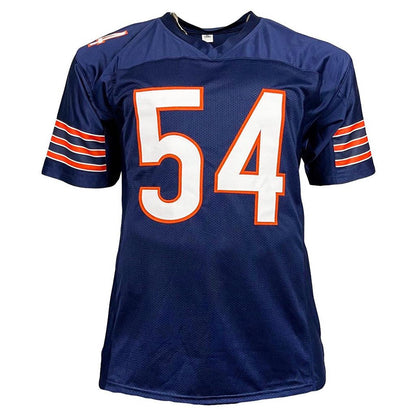 Brian Urlacher Autographed Chicago Bears (Blue #54) Custom Jersey w/ "HOF 18" - Beckett