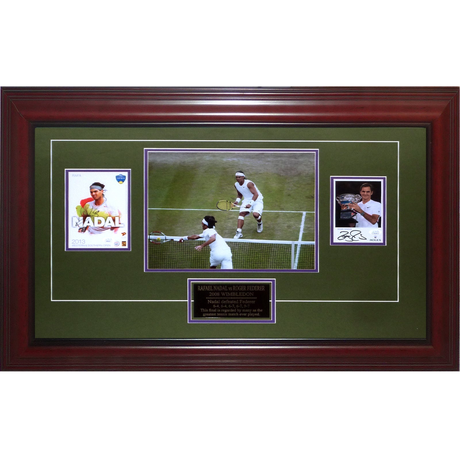 Rafael Nadal And Roger Federer Dual Autographed (2008 Wimbledon) Tennis Postcard Frame - JSA