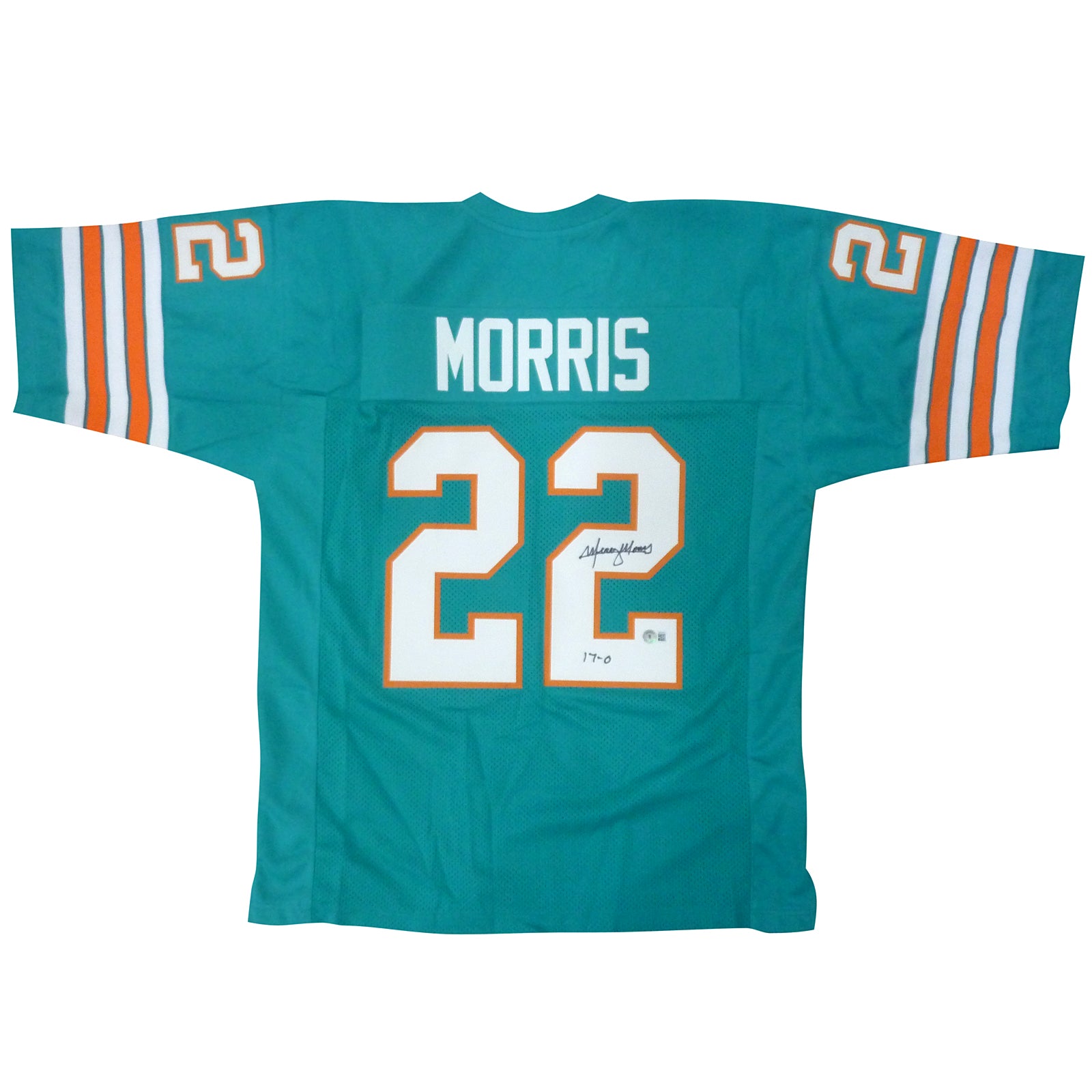 Mercury Morris Autographed Miami Dolphins (Teal #22) Jersey w/ 