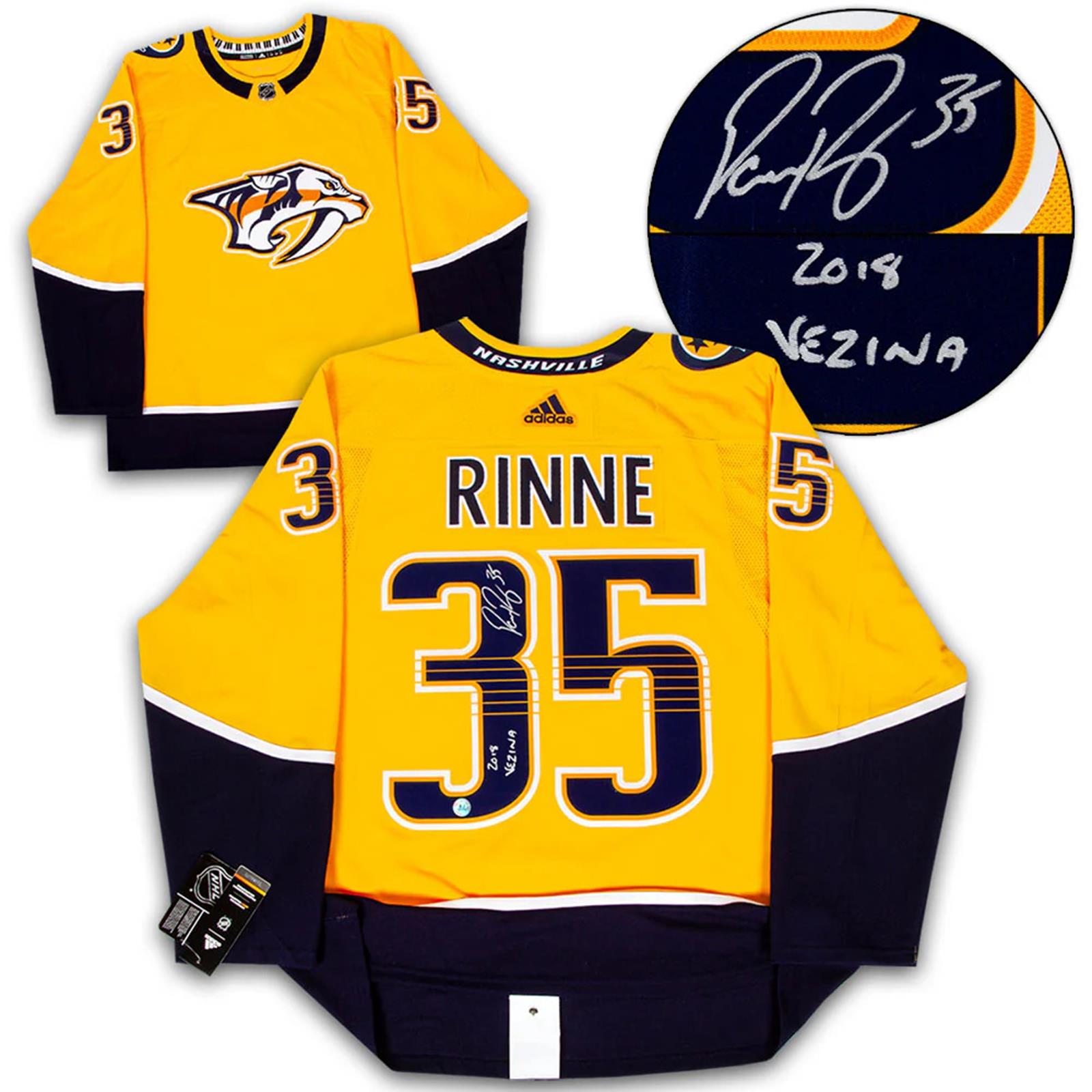 Pekka Rinne Autographed Nashville Predators (Gold #35) Adidas Jersey w/ 