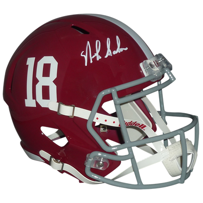 Nick Saban Autographed Alabama Crimson Tide (Speed) Deluxe Full-Size Replica Helmet - Beckett Witness