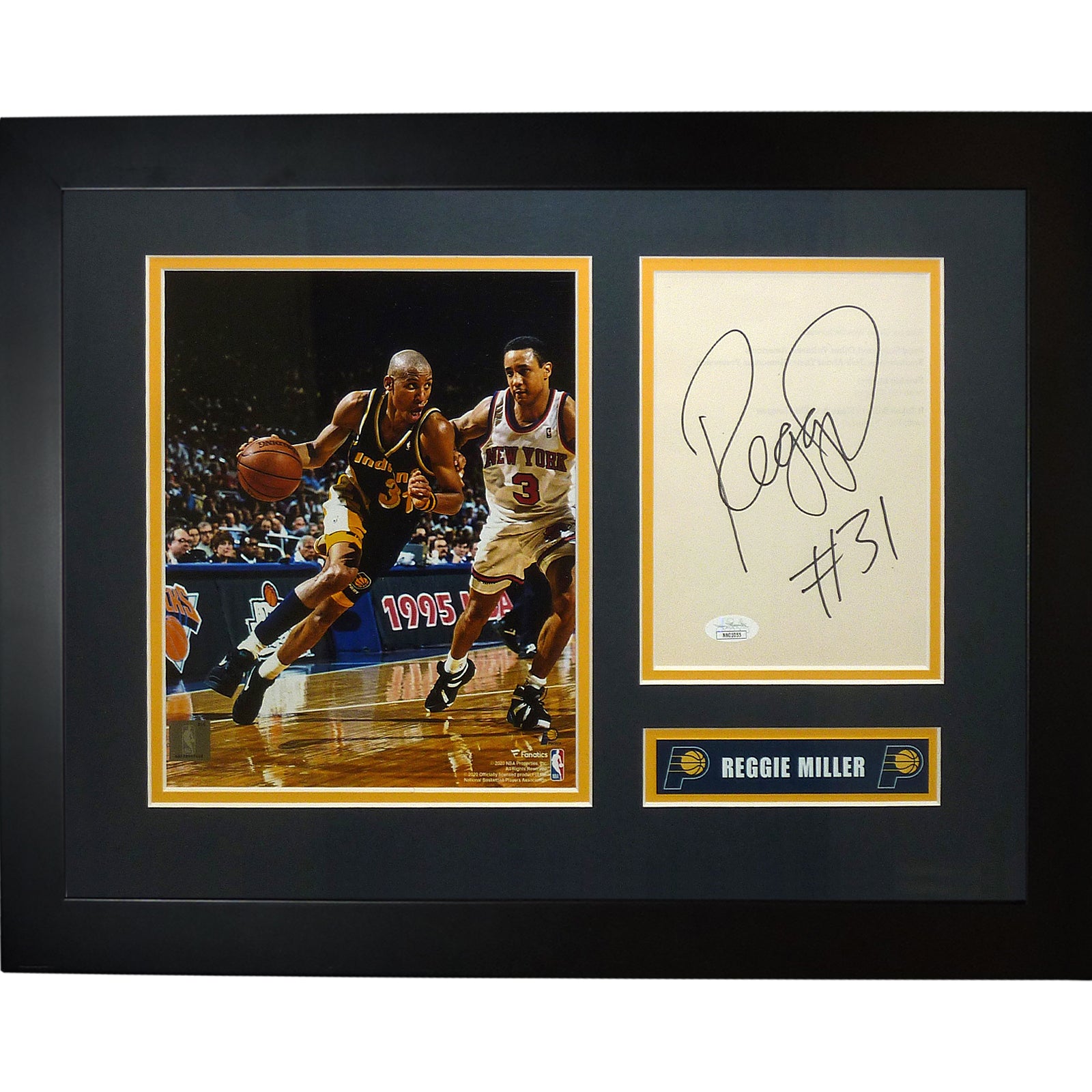 Reggie Miller Autographed Indiana Pacers Deluxe Framed Piece - JSA