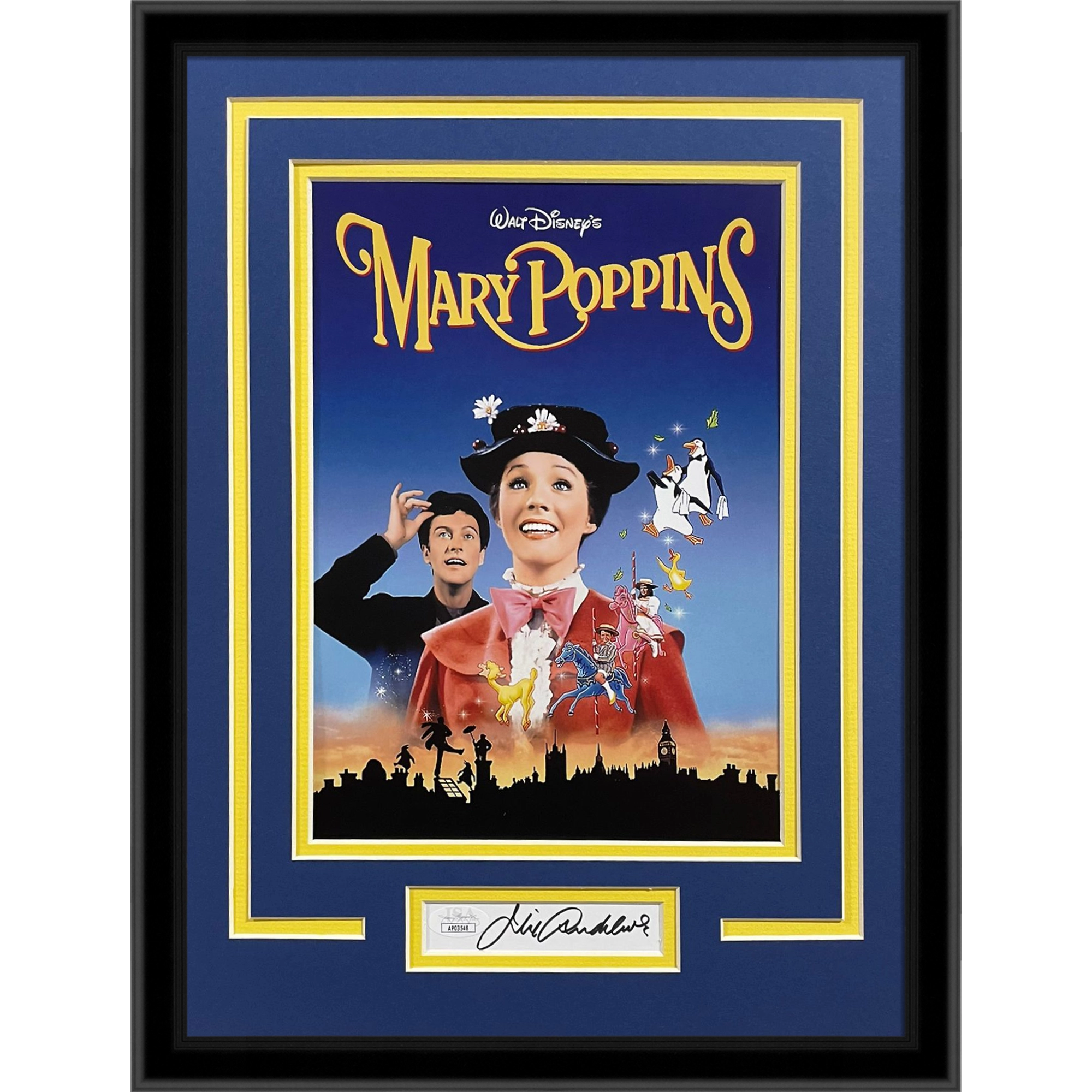 Mary Poppins 8x12 Movie Poster Deluxe Framed with Julie Andrews Autograph - JSA