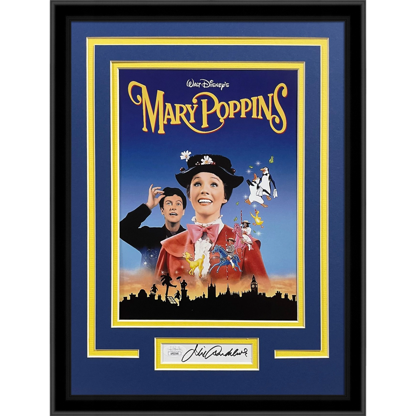 Mary Poppins 8x12 Movie Poster Deluxe Framed with Julie Andrews Autograph - JSA