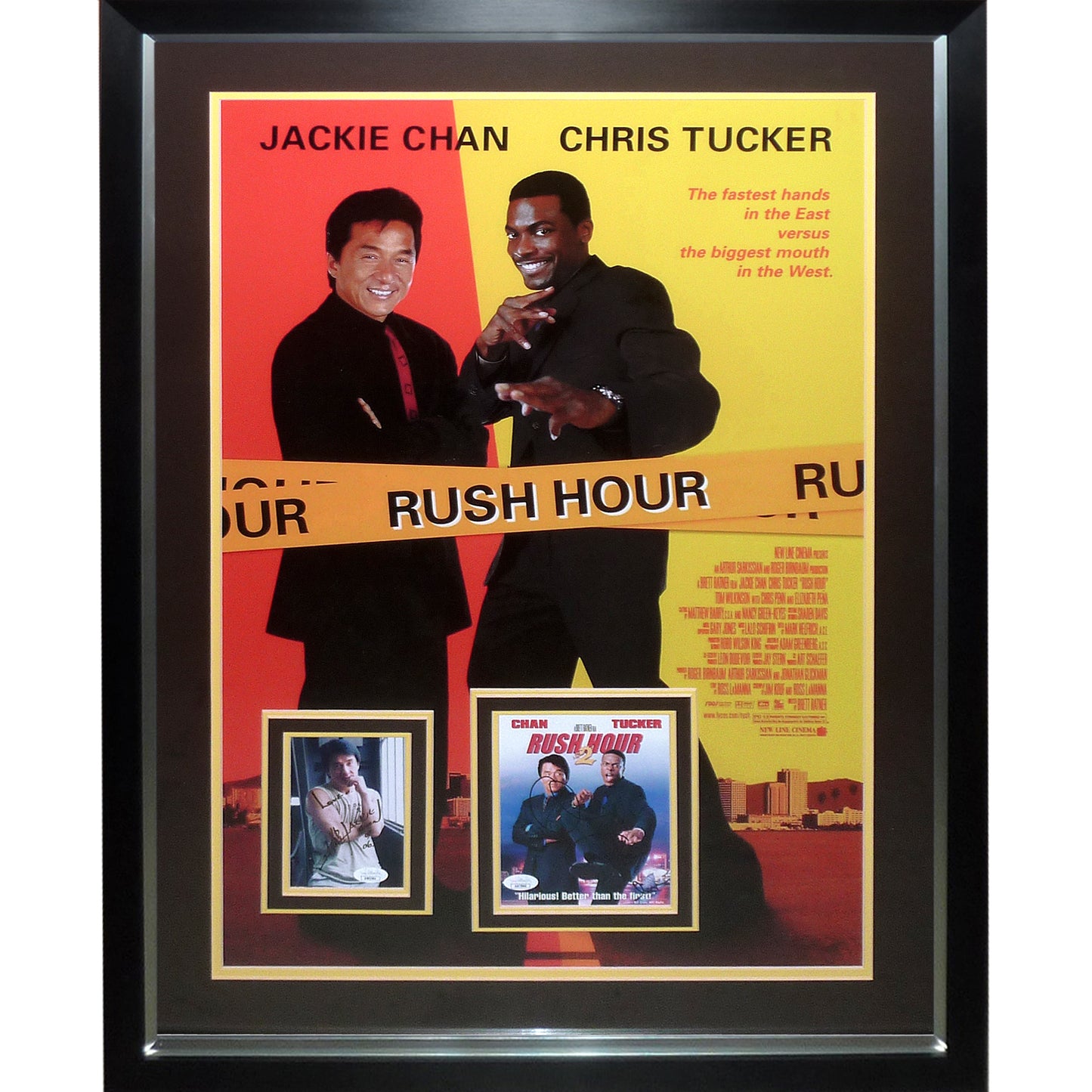 Rush Hour Full-Size Movie Poster Deluxe Framed with Jackie Chan And Chris Tucker Autographs - JSA