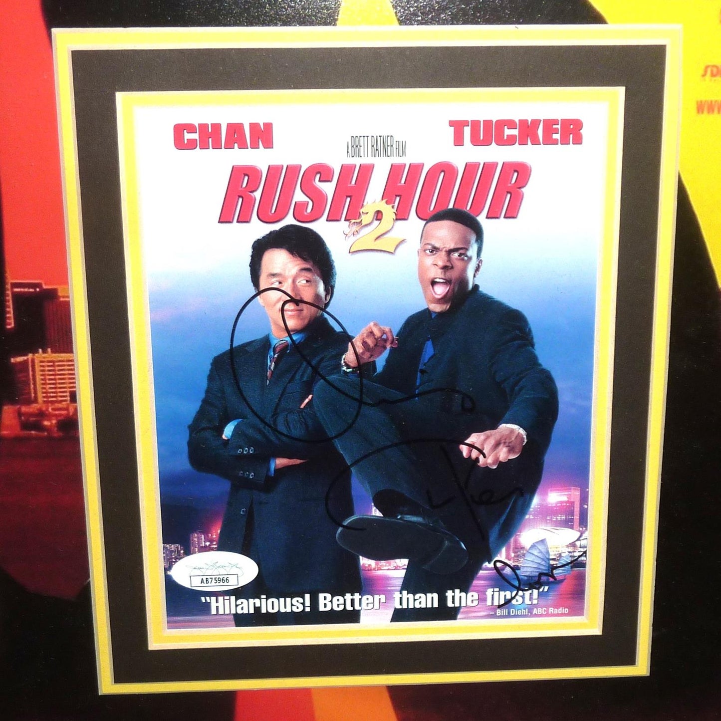 Rush Hour Full-Size Movie Poster Deluxe Framed with Jackie Chan And Chris Tucker Autographs - JSA