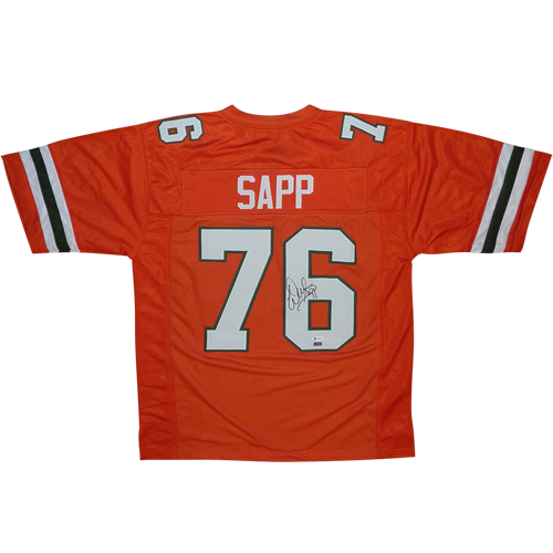 PRESALE - WARREN SAPP AUTOGRAPHED MIAMI HURRICANES CUSTOM ORANGE JERSEY