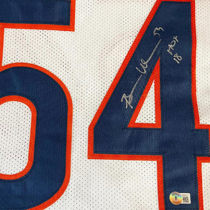 Brian Urlacher Autographed Chicago (White #54) Custom Jersey w "HOF 18" - Beckett