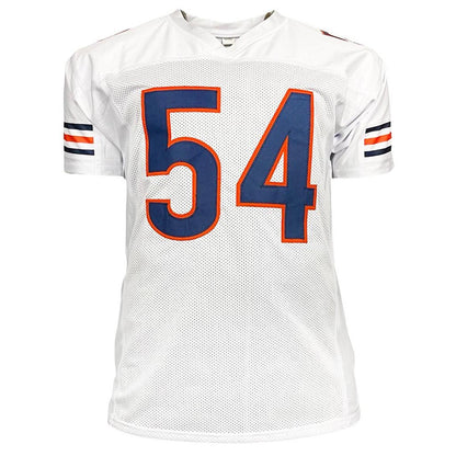 Brian Urlacher Autographed Chicago (White #54) Custom Jersey w "HOF 18" - Beckett