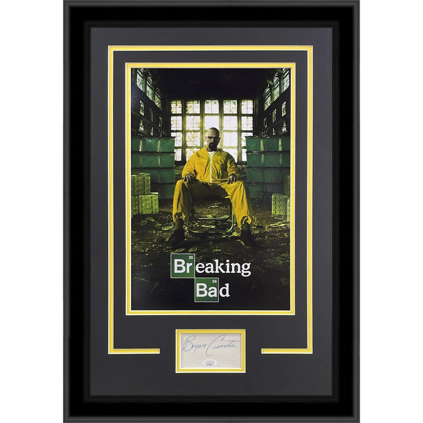 Breaking Bad 11x17 TV Poster Deluxe Framed with Bryan Cranston Autograph - JSA