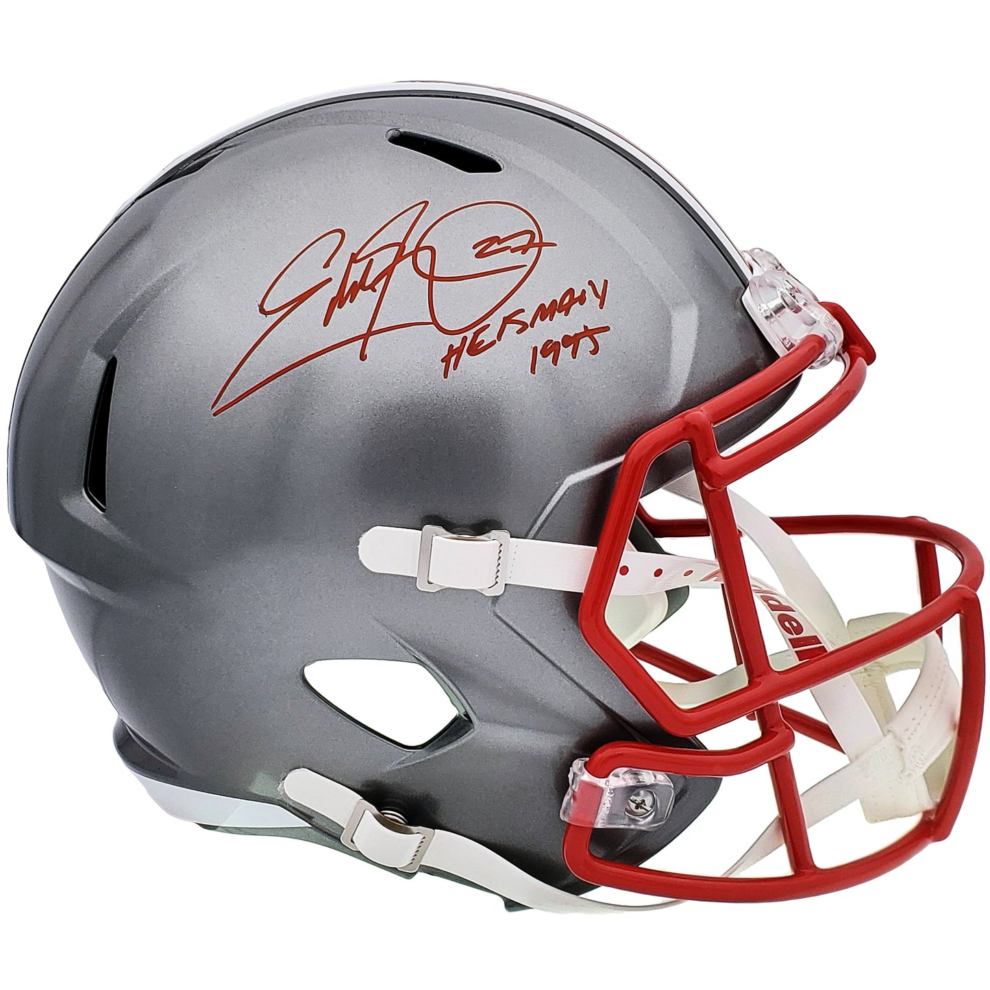 Eddie George Autographed Ohio State Buckeyes Deluxe Full-Size Replica Helmet w/ Heisman 95 - JSA