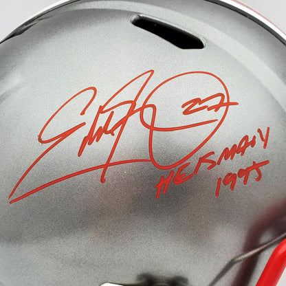 Eddie George Autographed Ohio State Buckeyes Deluxe Full-Size Replica Helmet w/ Heisman 95 - JSA