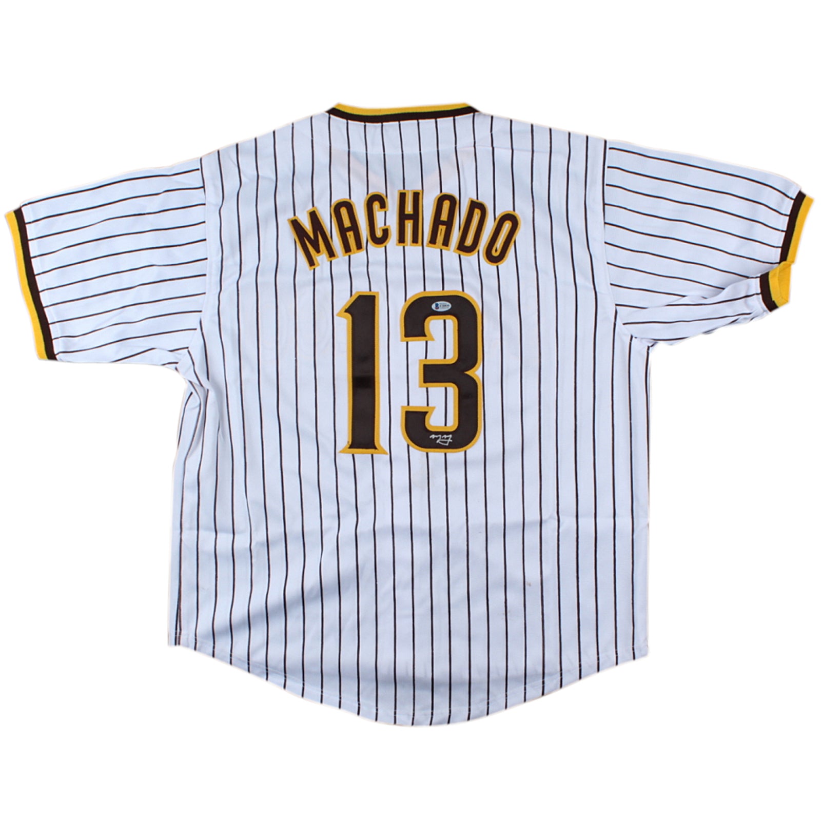 Manny Machado Autographed San Diego (Pinstripe #13) Custom Jersey - Beckett