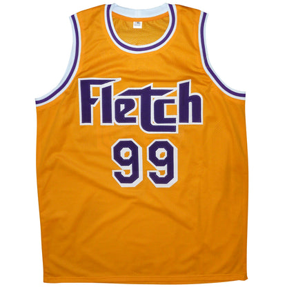 Chevy Chase Autographed Fletch (Yellow #99) Custom Basketball Jersey - Beckett Witness