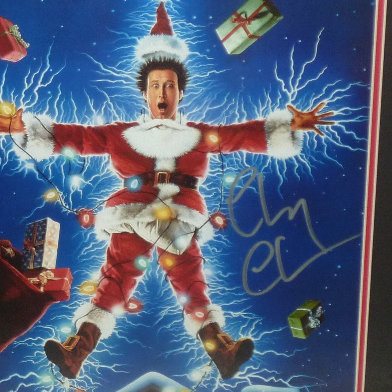 Chevy Chase Autographed National Lampoons Christmas Vacation Deluxe Framed 12x18 Movie Poster - Beckett Witness