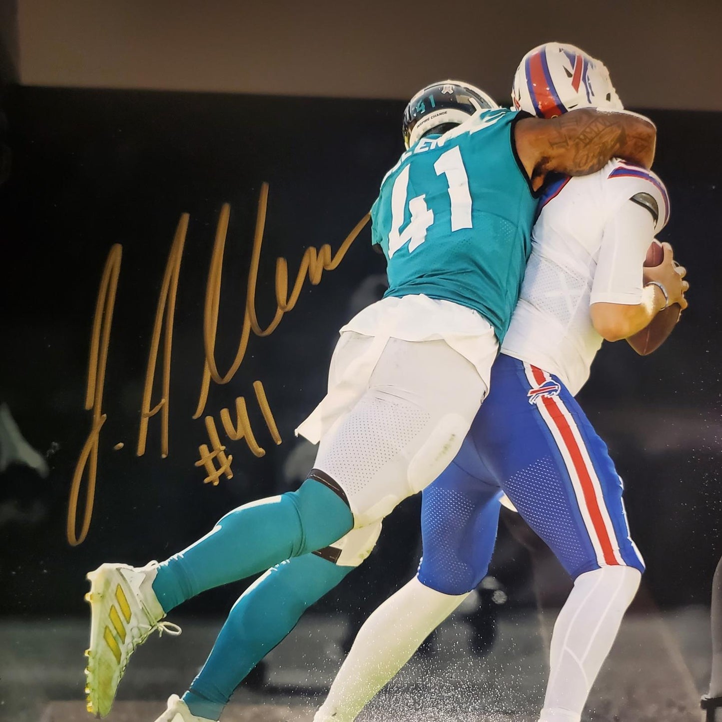 Josh Allen Autographed Jacksonville Jaguars (Spotlight Sack) Deluxe Framed 11x14 Photo