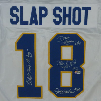 Hanson Brothers Autographed Slap Shot Movie Chiefs (White #18) Custom –  Palm Beach Autographs LLC